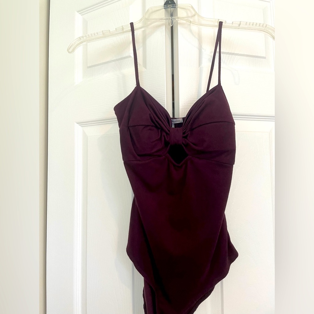 Purple Cutout Bodysuit